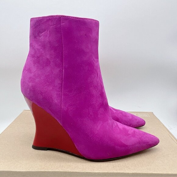 Tory Burch Women's Sculpted Wedge Heel Ankle Boot Bootie Fuchsia Pink Suede US 7 - Picture 6 of 13